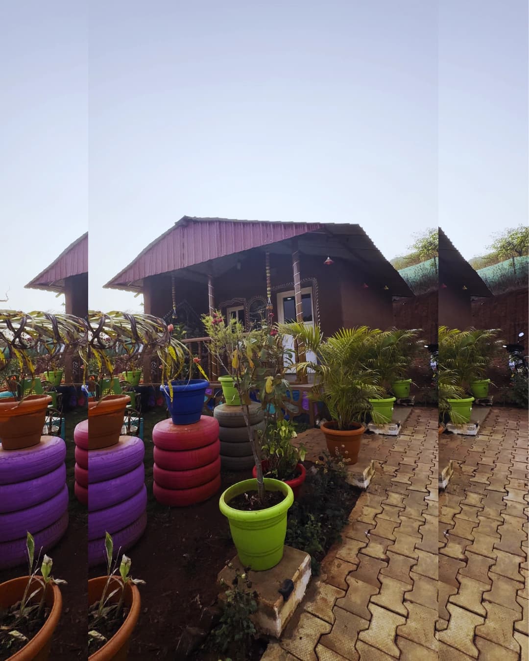 Outdoor dining area at Pankajini Resort & Farmstay